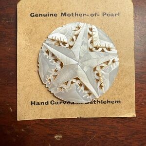 Hand Carved Mother of Pearl Star Brooch